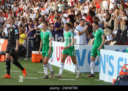 Jackie Burns Rebecca McKenna Demi Vance Sarah McFadden Demi Vance England v Northern Ireland UEFA Womens Euro 15 July 2022 St Marys Stadium Stock Photo