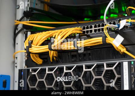 LIVERPOOL, UK, 31ST JANUARY 2024: Dell servers in a cabinet at a data centre Stock Photo