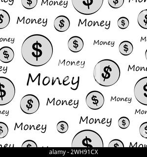 Seamless pattern with money on white background Stock Vector