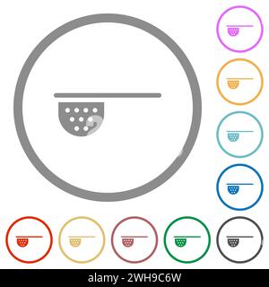 Tea stainer flat color icons in round outlines on white background Stock Vector