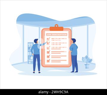 Documents, employer notify of job description. flat vector modern illustration Stock Vector