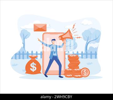 People share info about referral and earn money. flat vector modern illustration Stock Vector