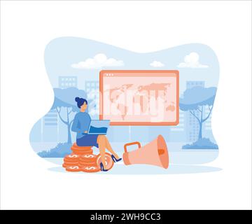 Business marketing, macro marketing metaphors. flat vector modern illustration Stock Vector