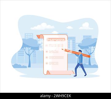 Company employee writing job description. flat vector modern illustration Stock Vector