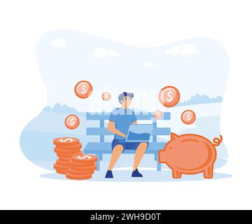 Computer freelancer and make money from home, make money from internet, success, remote work. flat vector modern illustration Stock Vector
