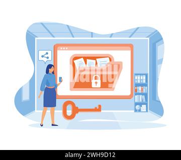 Online Payment Security, Cloud Shared Documents. flat vector modern illustration Stock Vector