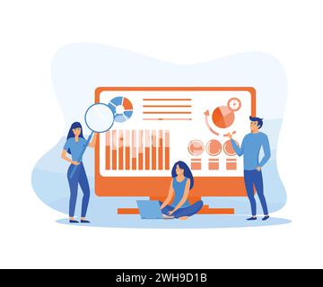 Data analysis or header decorate people character for website development and mobile website. flat vector modern illustration Stock Vector