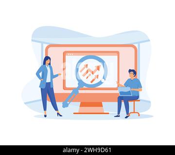 Charts and planning marketing strategy to achieve business goals. flat vector modern illustration Stock Vector