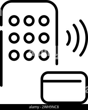 Digital lock with rfid access card. Pixel perfect icon Stock Vector