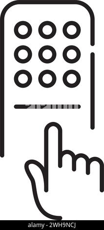 Biometric digital door lock. Fingerprint access. Pixel perfect icon Stock Vector