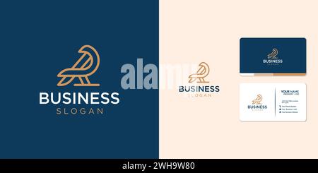 Simple Mono Line Art Bird Logo Design Stock Vector