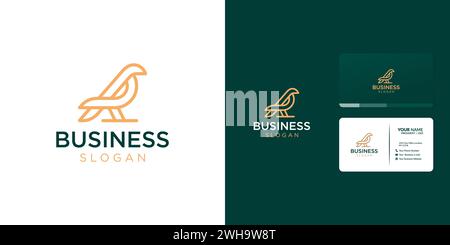 Simple Mono Line Art Bird Logo Design Stock Vector