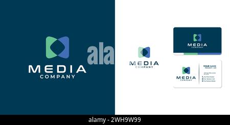 Letter M Logo Design With Double Play Button Stock Vector