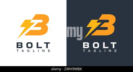 Letter B Bolt Logo Design Stock Vector