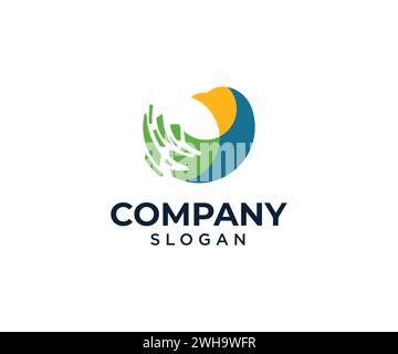 Colorful Abstract Bird Tech Logo Stock Vector