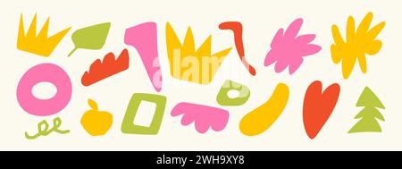Set of abstract vector freeform shapes. Doodle design elements Stock Vector