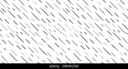 Hand-drawn black diagonal lines on white background. Seamless texture with dashed strokes. Rain pattern. Abstract modern vector texture. Wrapping Stock Vector
