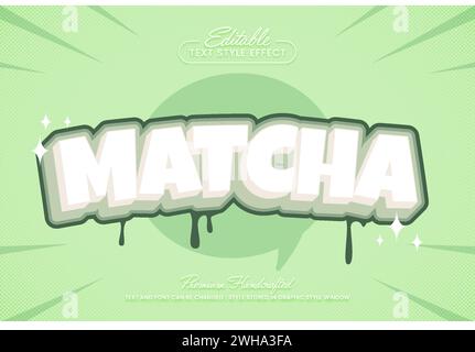 Green matcha 3D vector text effect graphic style. Editable vector headline and title template. Stock Vector