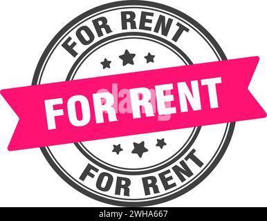 for rent stamp. for rent round sign. label on transparent background Stock Vector
