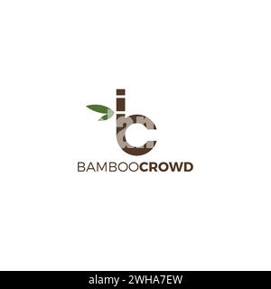 BC Bamboo Logo. Letter B Logo. BC Icon. Bamboo Logo Design Stock Vector