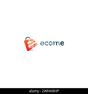 E Come logo. Letter E Bag logo Stock Vector