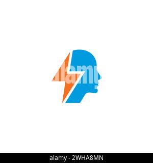 Smart People Thunder Logo. Electric people Logo Stock Vector