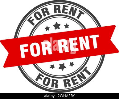 for rent stamp. for rent round sign. label on transparent background Stock Vector