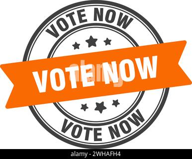 vote now stamp. vote now round sign. label on transparent background Stock Vector