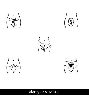 female reproductive system organ icon vector black colour Stock Vector