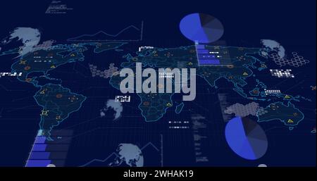 Image of statistics and data processing over world map Stock Photo