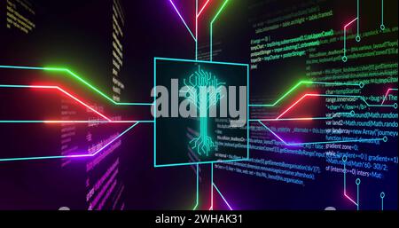 Image of integrated circuit over data processing on digital screen Stock Photo