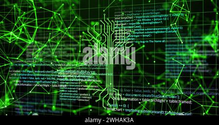 Image of integrated circuit over data processing on digital screen Stock Photo