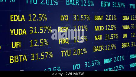 Image of circle with padlock over digital screen with financial data and globe Stock Photo