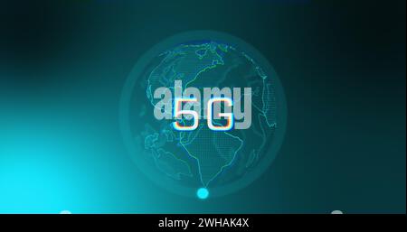 Image of 5g over globe, circle and digital screen Stock Photo