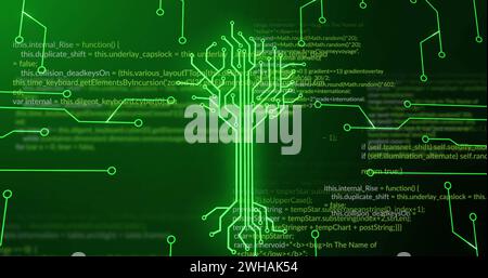 Image of integrated circuit over data processing on digital screen Stock Photo