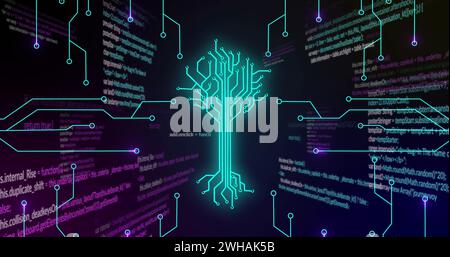 Image of integrated circuit over data processing on digital screen Stock Photo