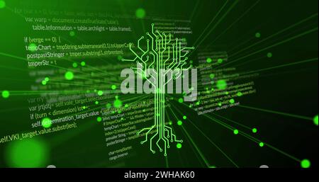 Image of integrated circuit over data processing on digital screen Stock Photo