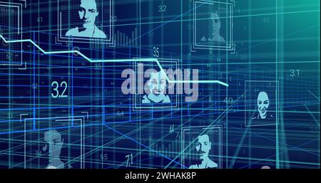Image of data processing over grid Stock Photo