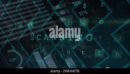 Image of cyber attack warning text with data processing on green background Stock Photo