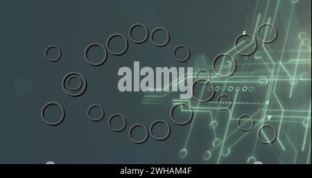 Image of medical data processing and processor socket over grey background Stock Photo