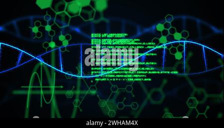 Image of medical data processing over dark background Stock Photo