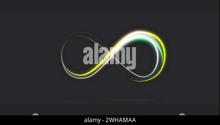 Image of neon shape over data processing Stock Photo