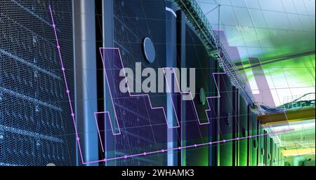 Image of graphs over servers Stock Photo