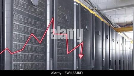 Image of graphs over servers Stock Photo