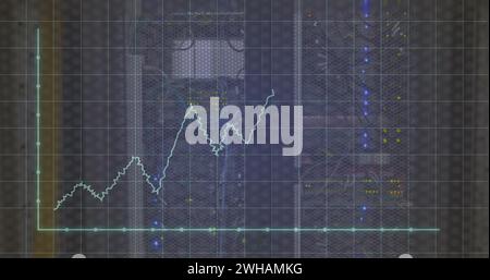 Image of graphs over servers Stock Photo