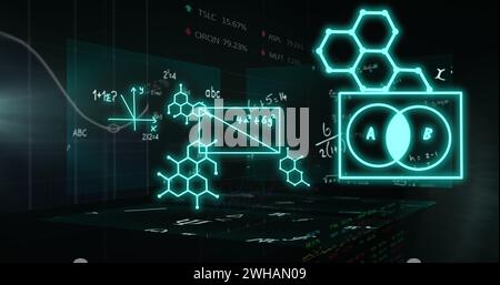 Image of scientific data processing over black background Stock Photo