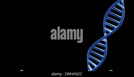 Image of dna strand spinning with copy space over black background Stock Photo