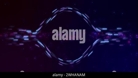 Image of glowing light trails of data transfer moving in fast motion Stock Photo