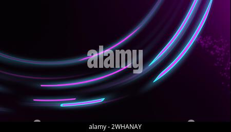 Image of glowing light trails of data transfer moving in fast motion Stock Photo