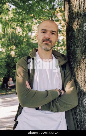Young serious man looking straight at the camera Stock Photo